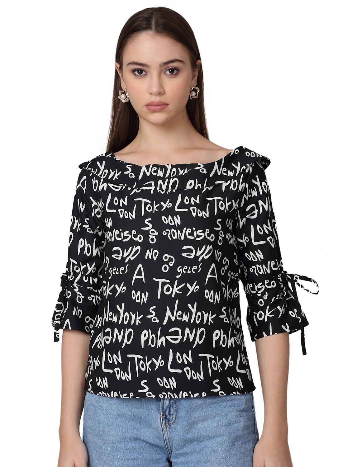 women printed three quarter sleeves regular top - 21729167 - Zoom Image - 0