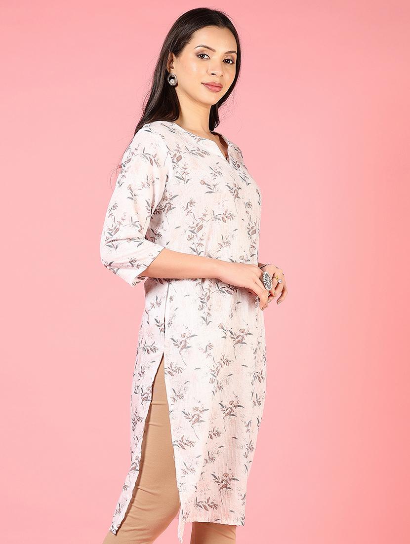 women three quarter sleeves straight kurta - 21729234 - Standard Image - 1