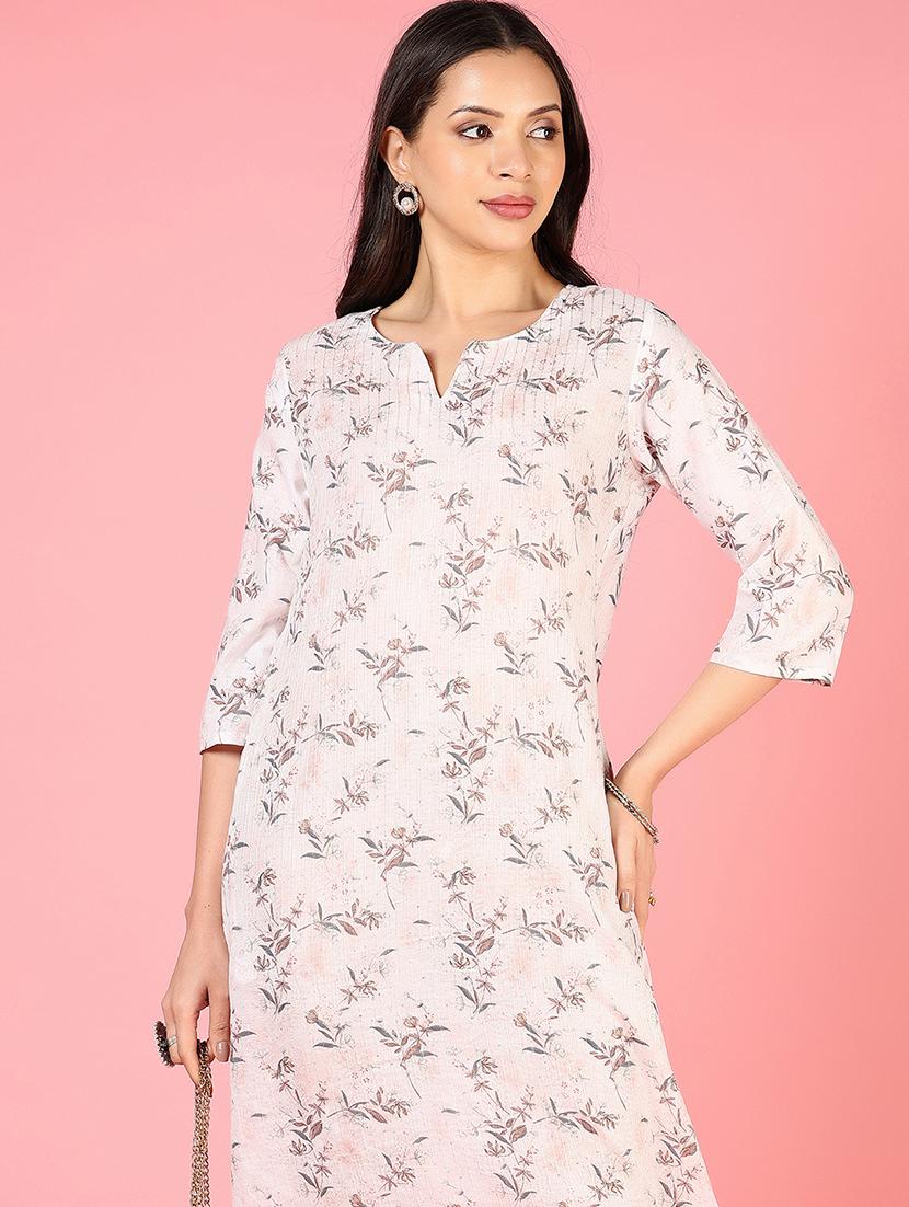 women three quarter sleeves straight kurta - 21729234 - Standard Image - 4