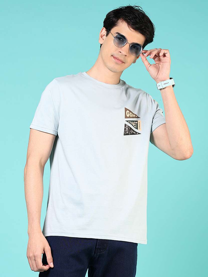 men front & back print round neck regular fit t-shirt - 21729237 -  Standard Image - 1