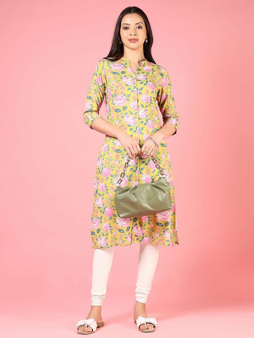 women three quarter sleeves straight kurta