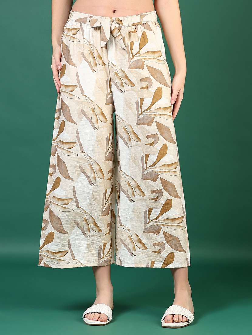 women printed mid rise straight palazzo