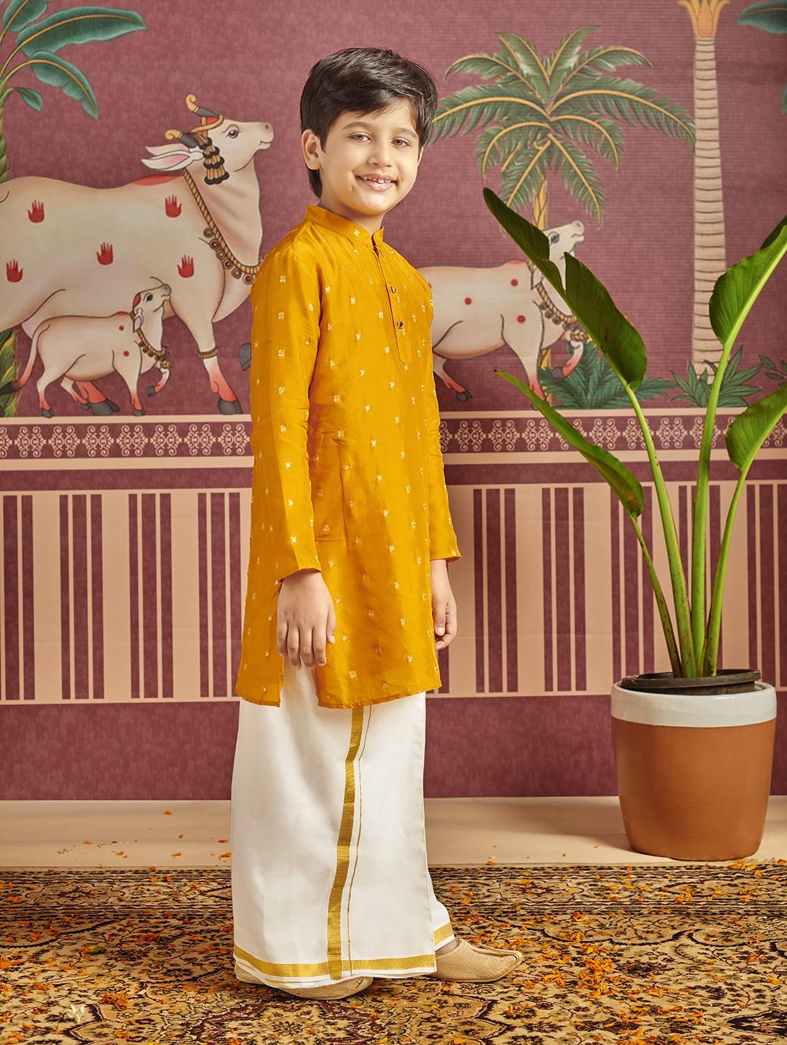 boys self design long sleeve kurta  - 21729358 -  Standard Image - 1