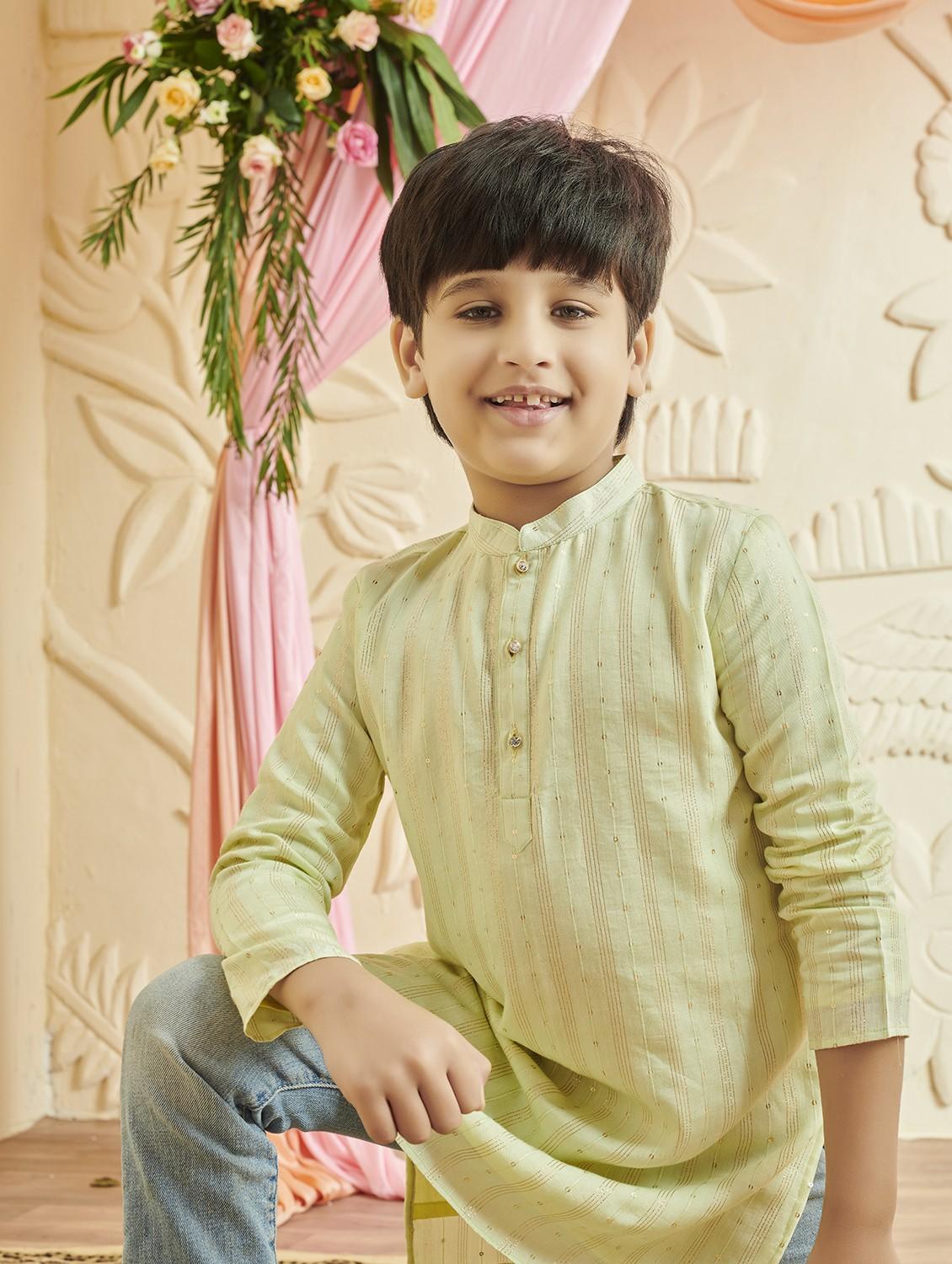 boys self design long sleeve kurta - 21729363 - Standard Image - 4