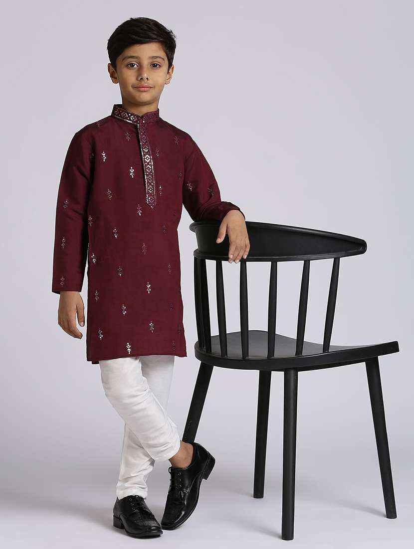 boys sequin work long sleeve kurta sets