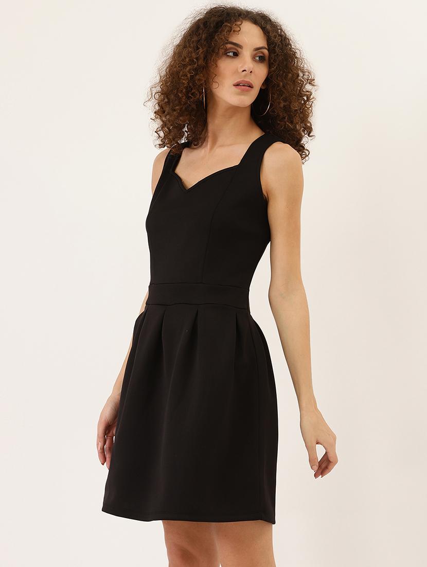 black solid a-line dress - 21729536 - Standard Image - 1