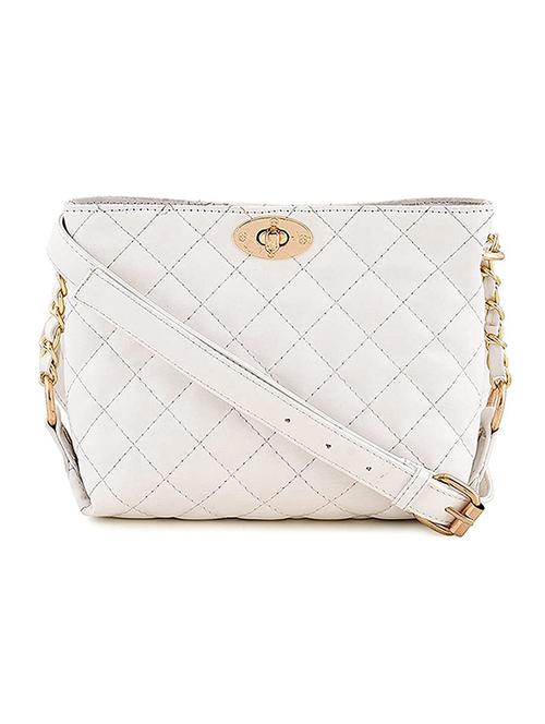 women white solid quilted sling bag - 21729573 -  Standard Image - 0