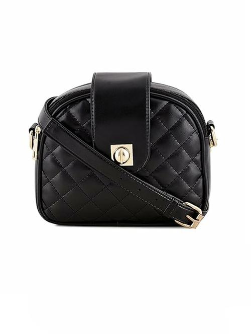 women black solid quilted sling bag - 21729574 - Standard Image - 0
