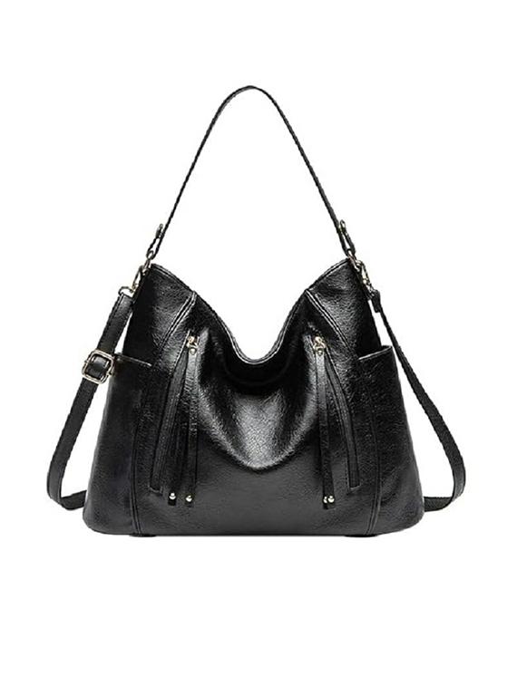 women solid pu leather handbag - 21729588 -  Zoom Image - 0