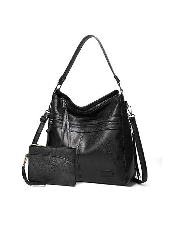 women solid pu leather handbag - 21729590 -  Zoom Image - 0