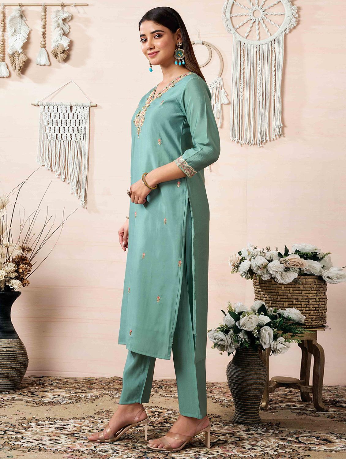 women embroidered kurta pant set with duaptta - 21729652 - Standard Image - 1