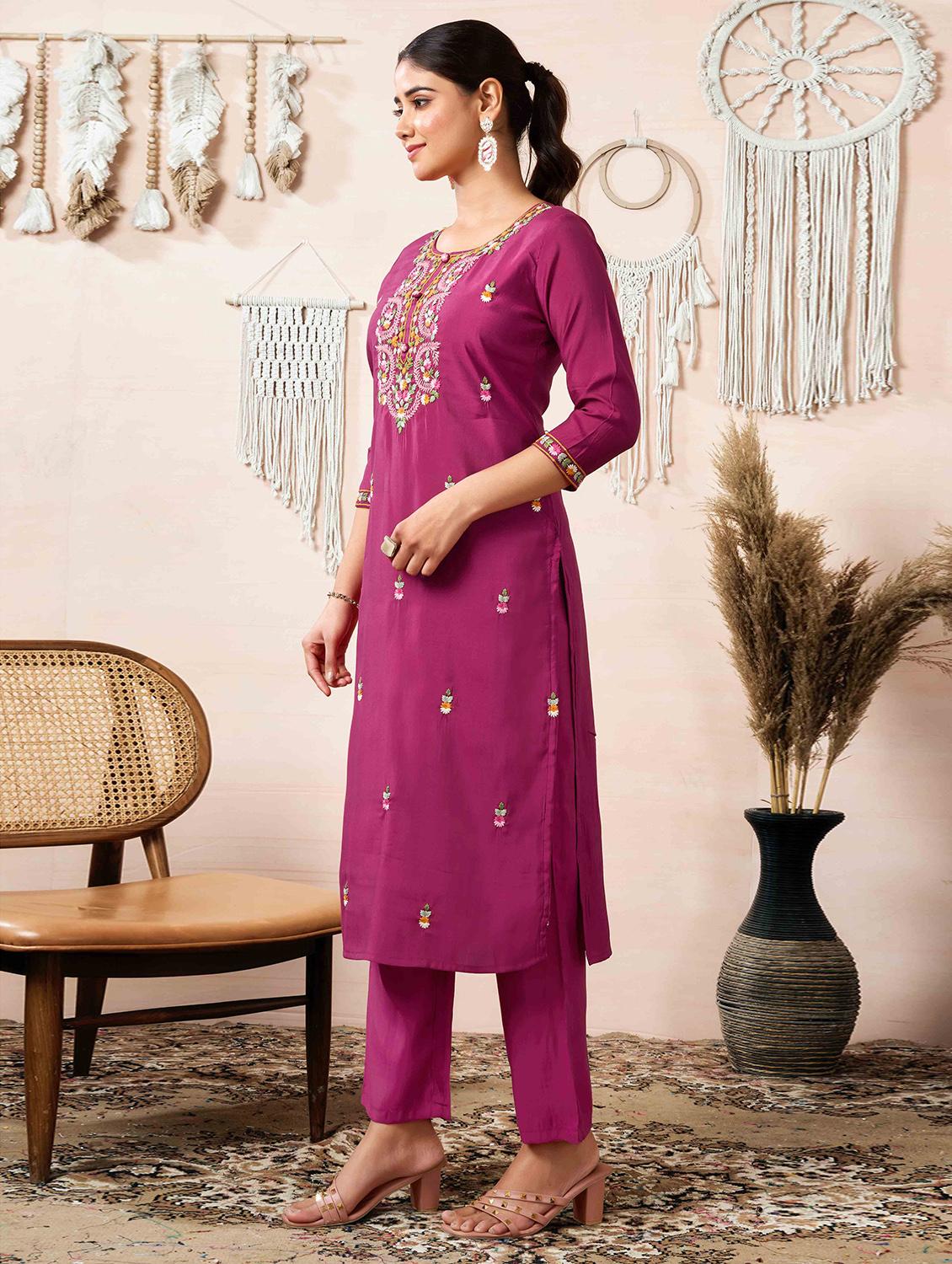 women embroidered kurta pant set with duaptta - 21729653 -  Standard Image - 1