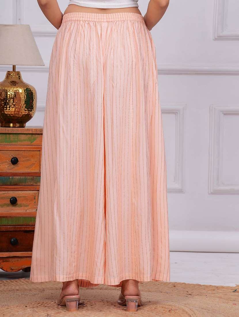 women striped mid rise flared palazzo - 21729679 -  Standard Image - 4