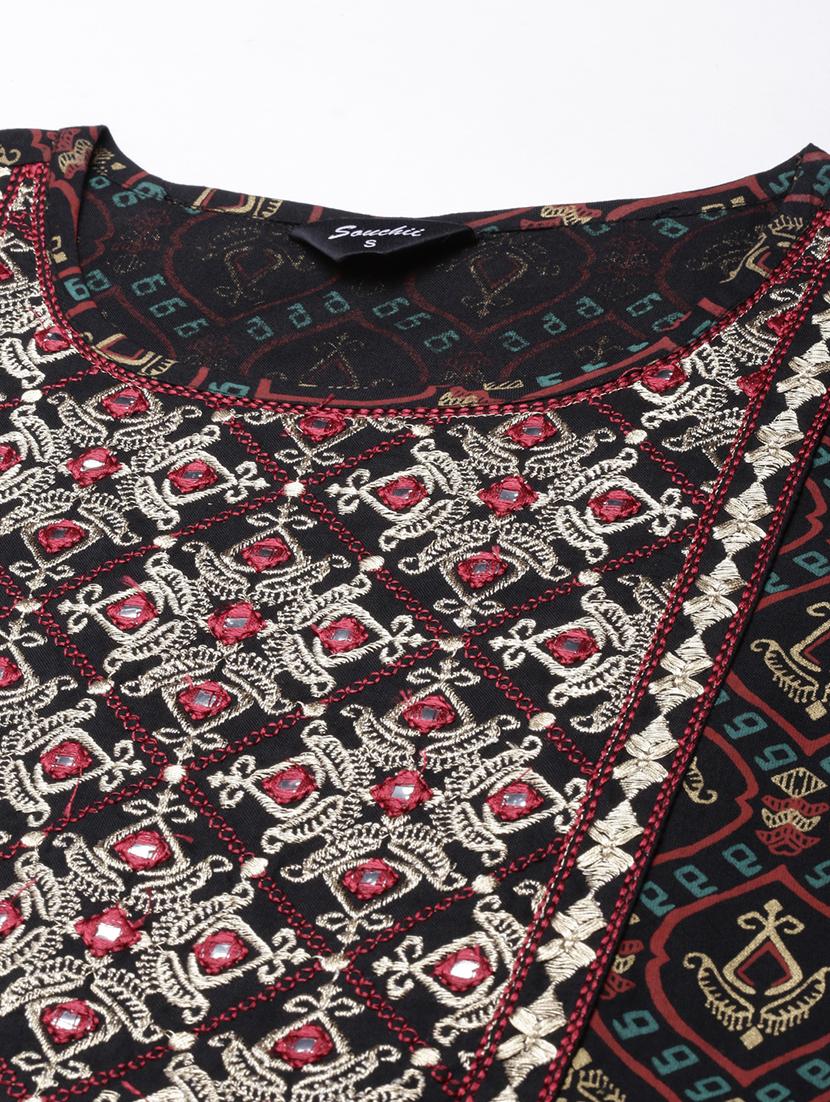 women round neck printed anarkali kurta - 21729694 - Standard Image - 6