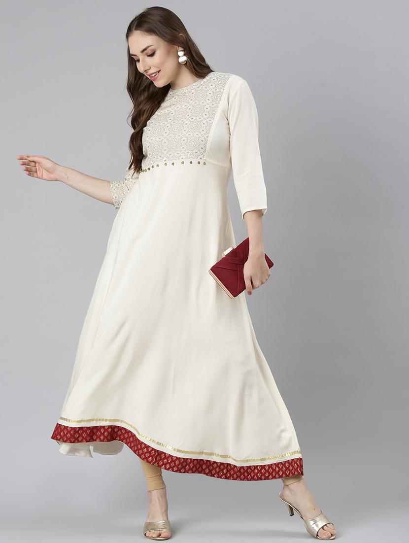 women round neck printed a-line kurta - 21729697 - Standard Image - 4