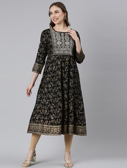 women round neck self design a-line kurta - 21729701 -  Standard Image - 0