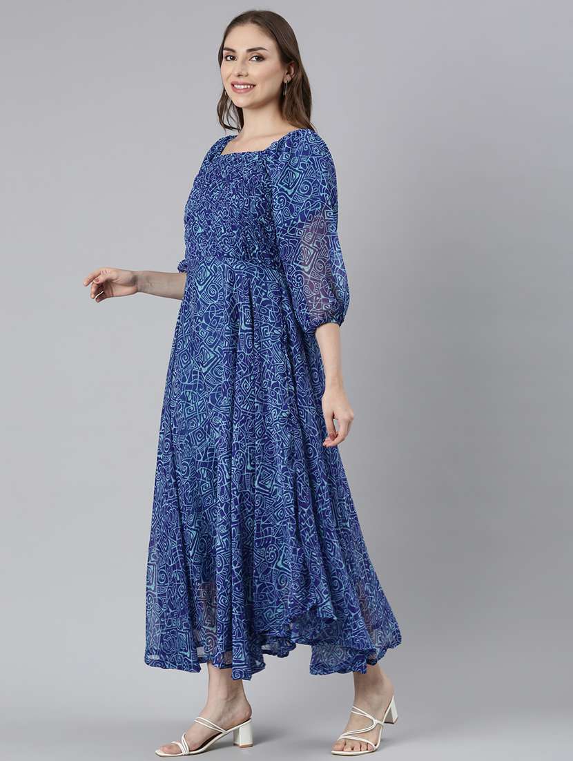 women square neck printed fit & flare ethnic dress - 21729707 -  Standard Image - 1