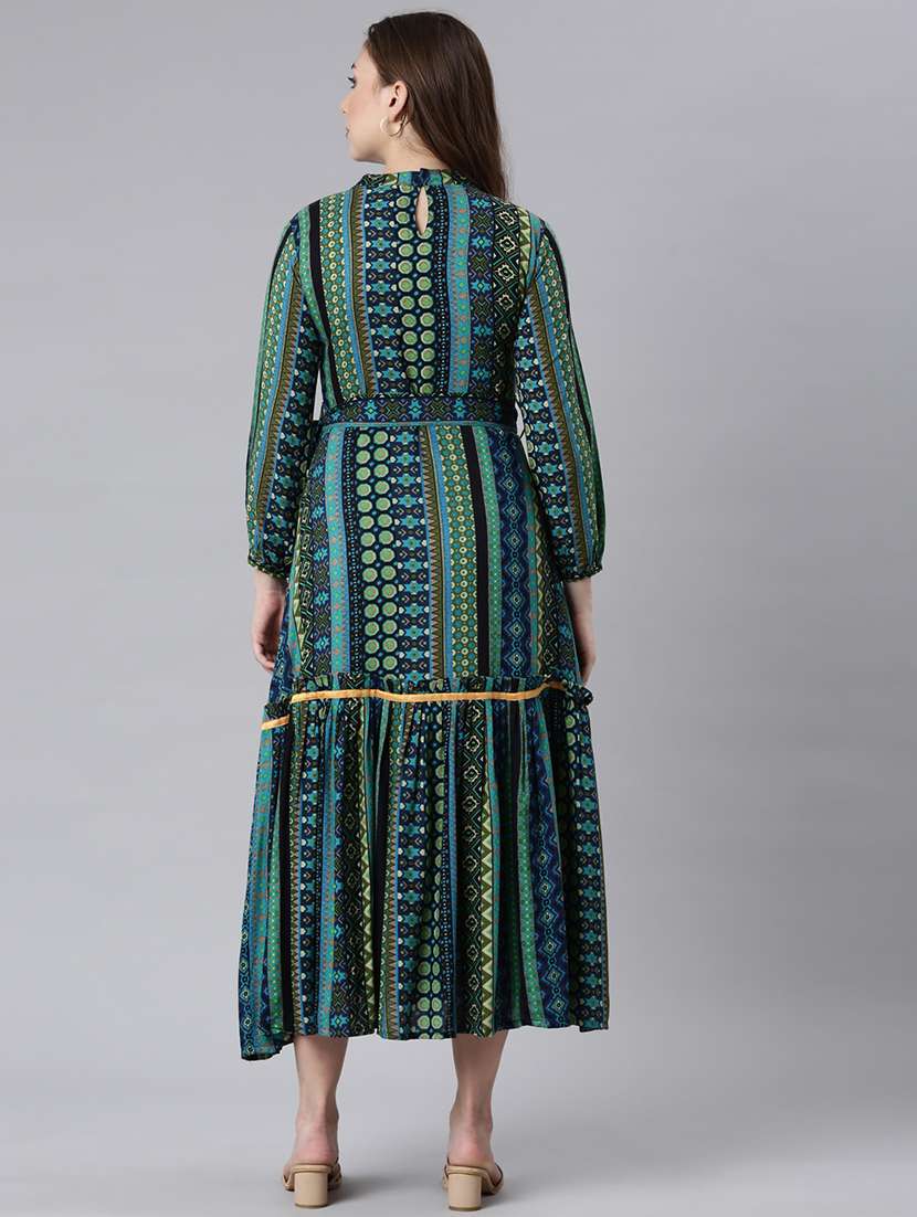 women printed round neck tiered dress - 21729712 -  Standard Image - 4