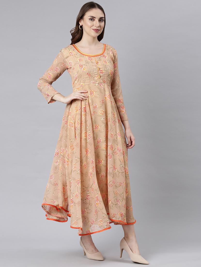 women round neck printed fit & flare ethnic dress - 21729714 - Standard Image - 1