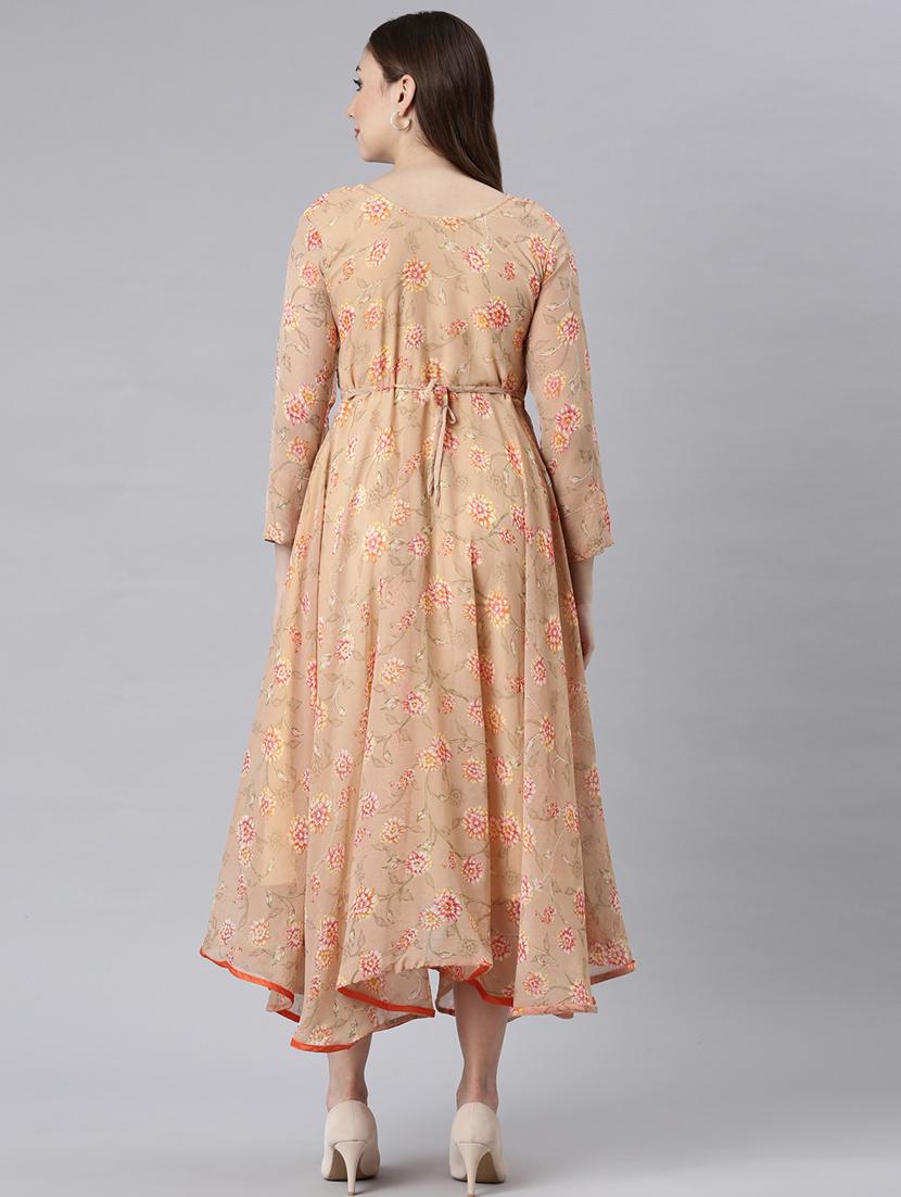 women round neck printed fit & flare ethnic dress - 21729714 - Standard Image - 4