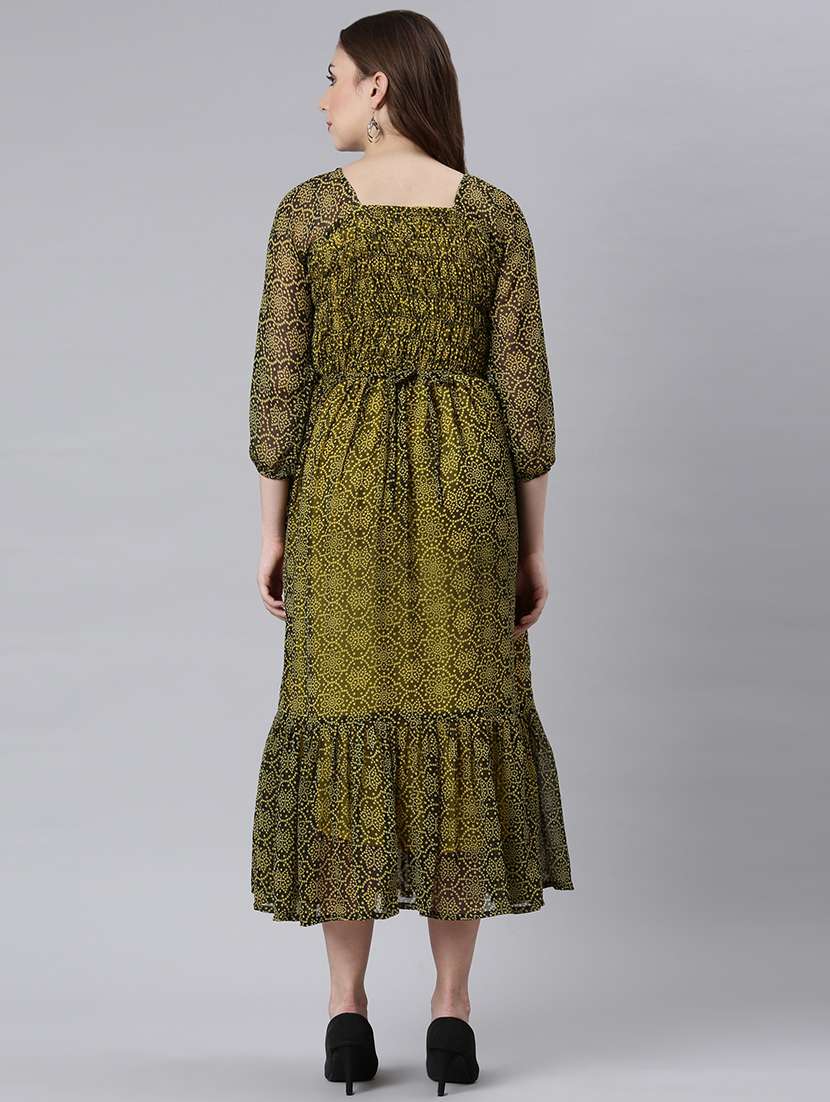 women green three quarter sleeve tiered dress - 21729716 -  Standard Image - 4