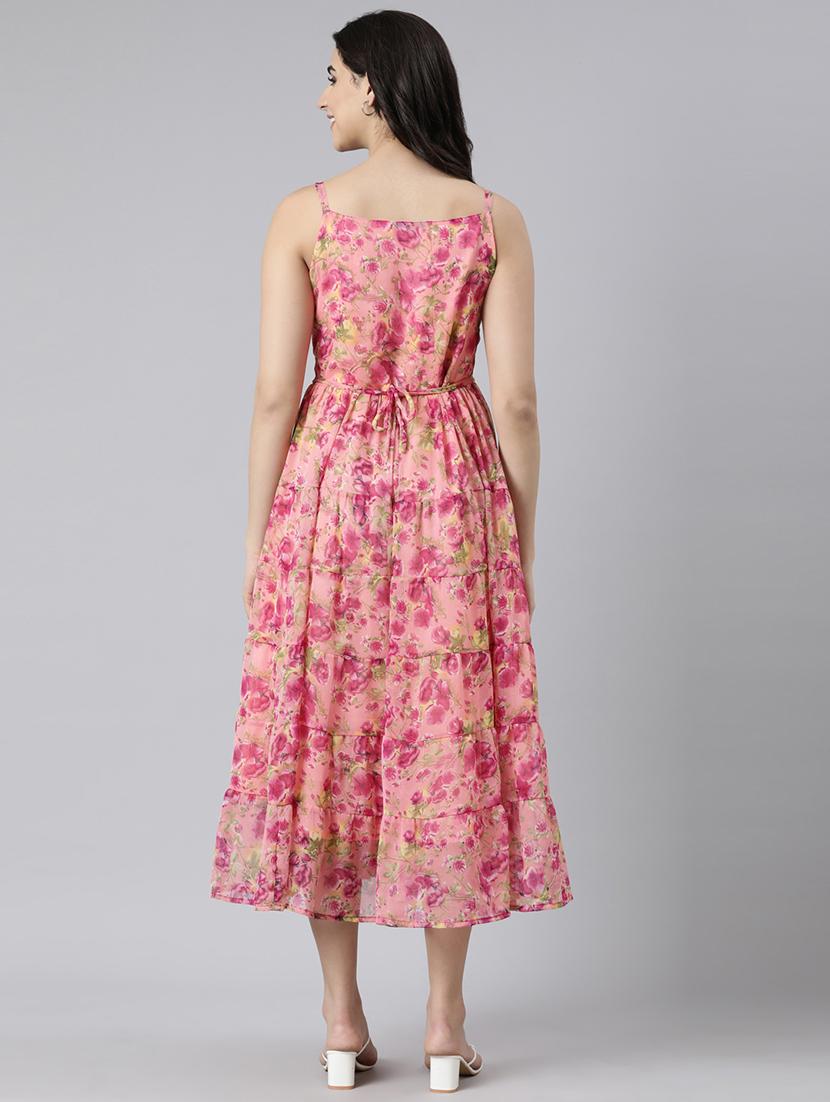 women floral printed shoulder strap tiered dress - 21729725 - Standard Image - 4