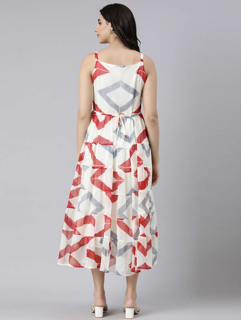 women printed shoulder strap tiered dress - 21729726 -  Standard Image - 4