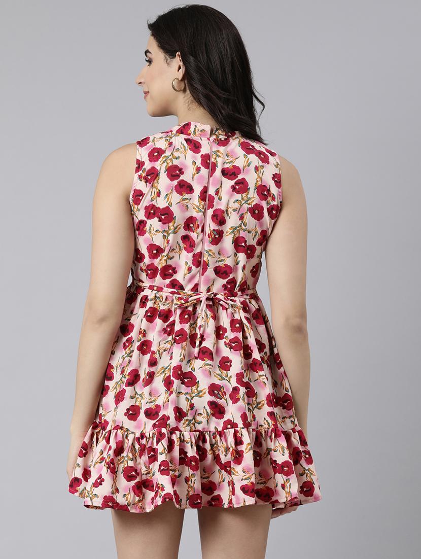 women floral printed mock neck tiered dress - 21729730 - Standard Image - 4