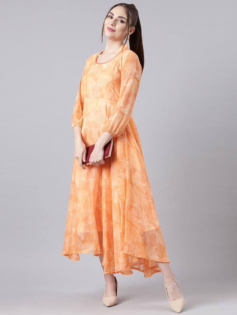 women puff sleeves printed flared ethnic dress - 21729734 - Standard Image - 4