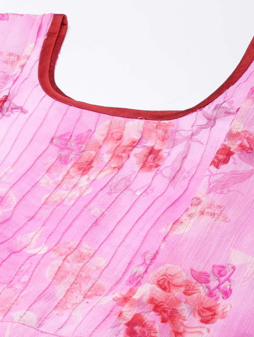 women pink three quarter sleeve a-line dress - 21729738 - Standard Image - 6