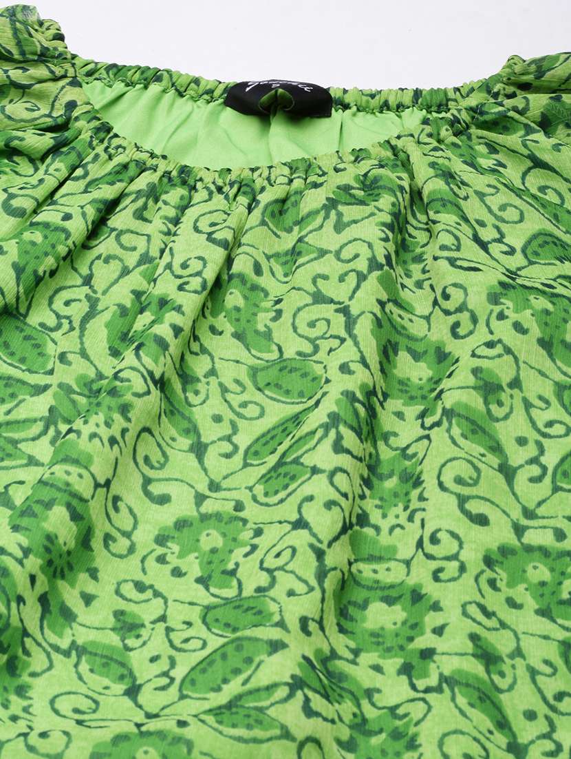 women green printed three quarter sleeve maxi dress - 21729752 -  Standard Image - 6