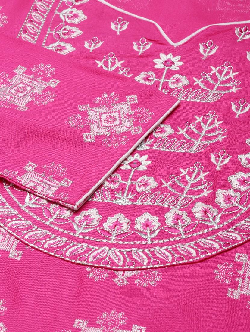 women pink three quarter sleeve straight kurta - 21729755 - Standard Image - 6
