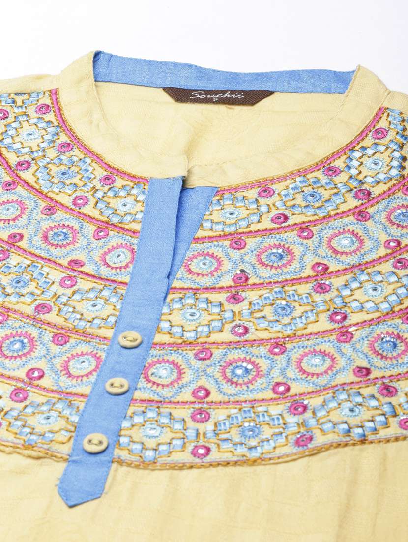 women three quarter sleeve straight kurta - 21729765 -  Standard Image - 6