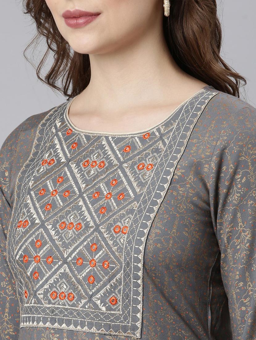 women three quarter sleeve straight kurta - 21729769 - Standard Image - 6