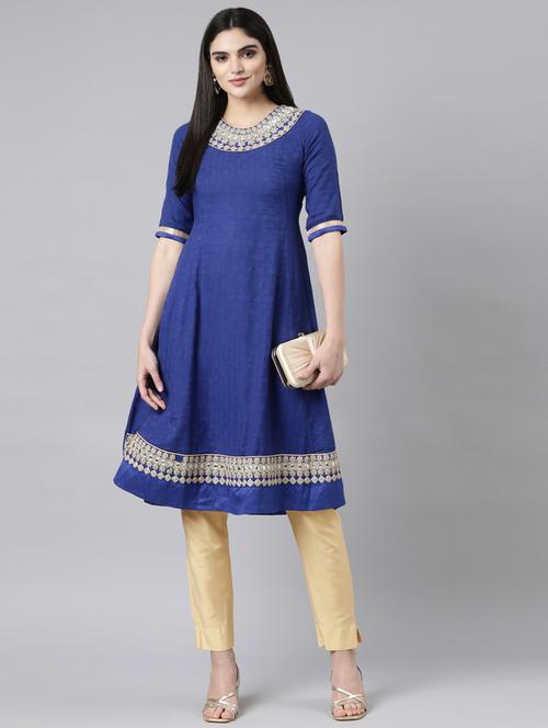 women three quarter sleeve anarkali kurta - 21729781 -  Standard Image - 0