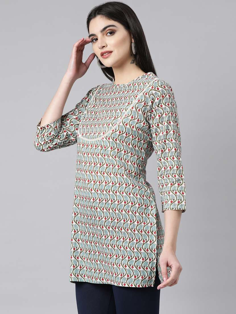women three quarter sleeve straight kurti - 21729783 -  Standard Image - 1