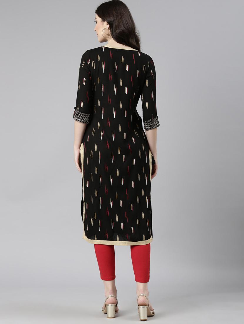 women embroidered three quarter sleeve straight kurta - 21729793 - Standard Image - 4