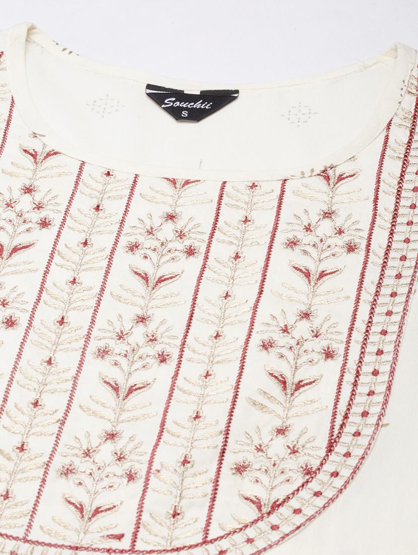 women off white three quarter sleeve flared kurta - 21729803 - Standard Image - 6