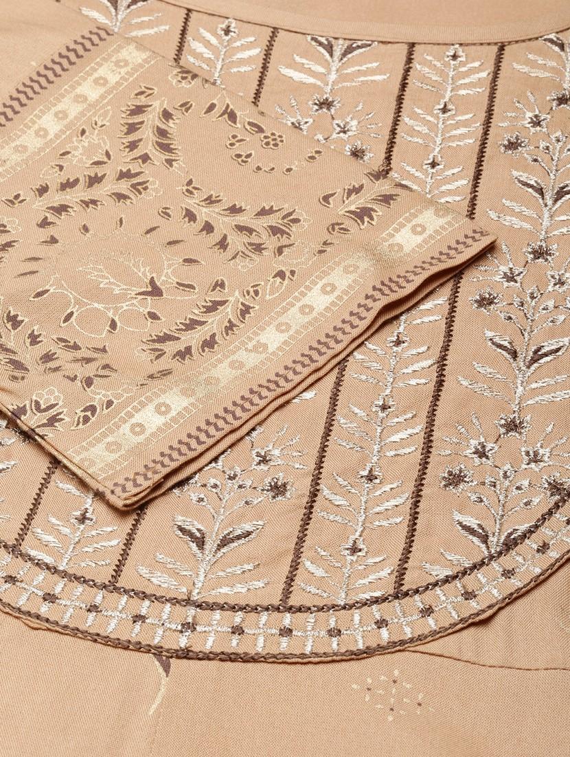 women beige three quarter sleeve anarkali kurta - 21729804 - Standard Image - 6