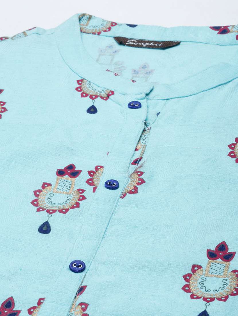 women embroidered three quarter sleeve straight kurta - 21729810 -  Standard Image - 6