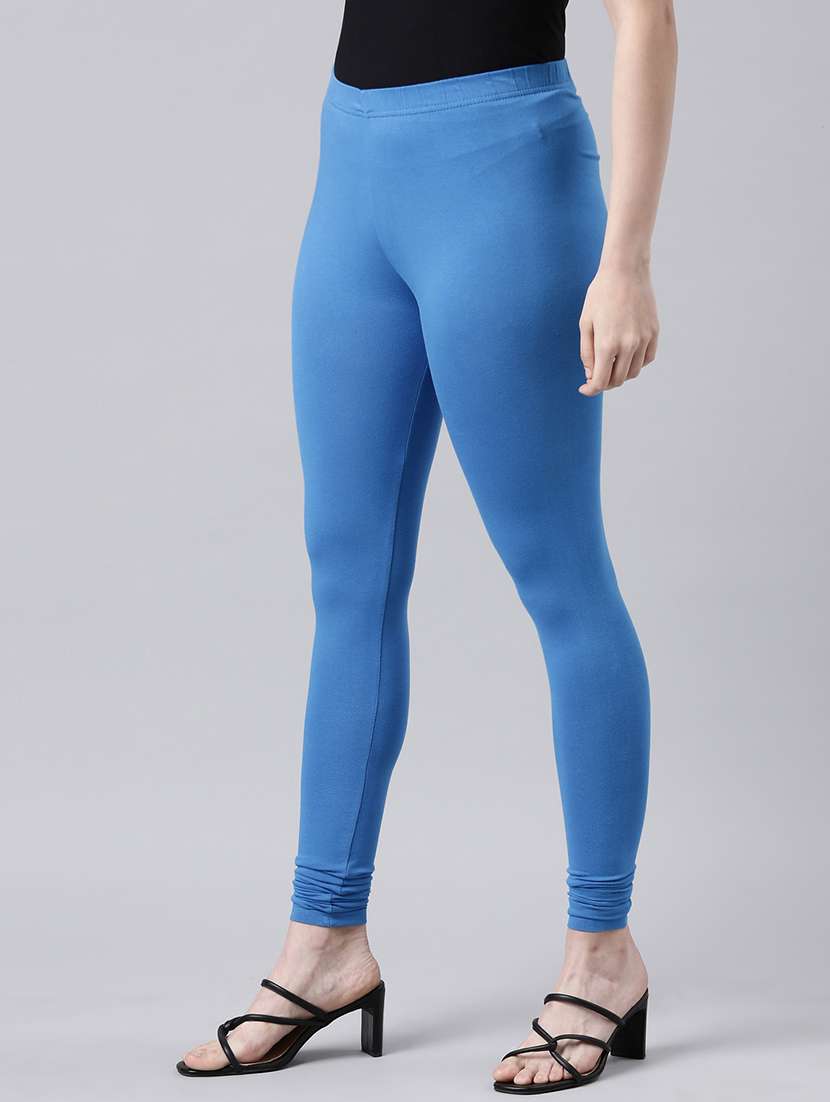 women blue solid full length leggings - 21729822 - Standard Image - 1