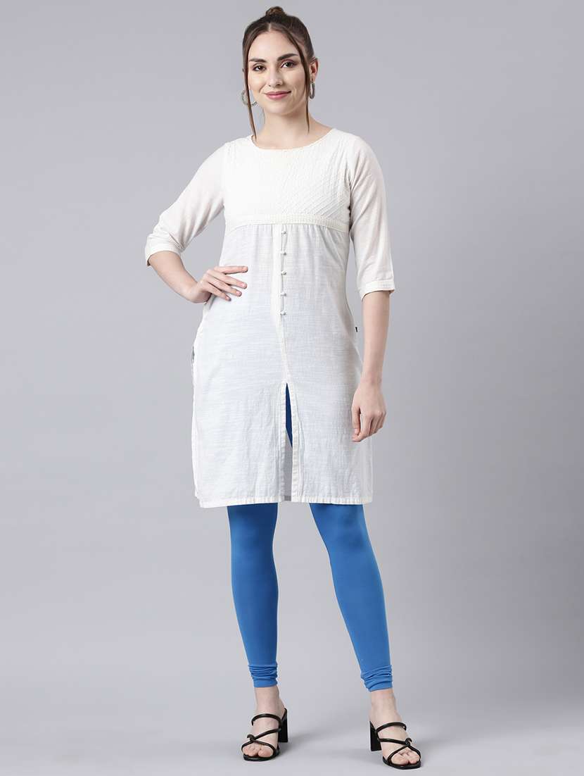 women blue solid full length leggings - 21729822 - Standard Image - 4
