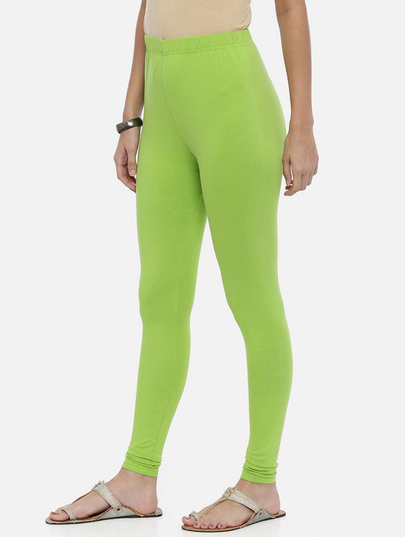 women green solid full length leggings - 21729823 - Standard Image - 1