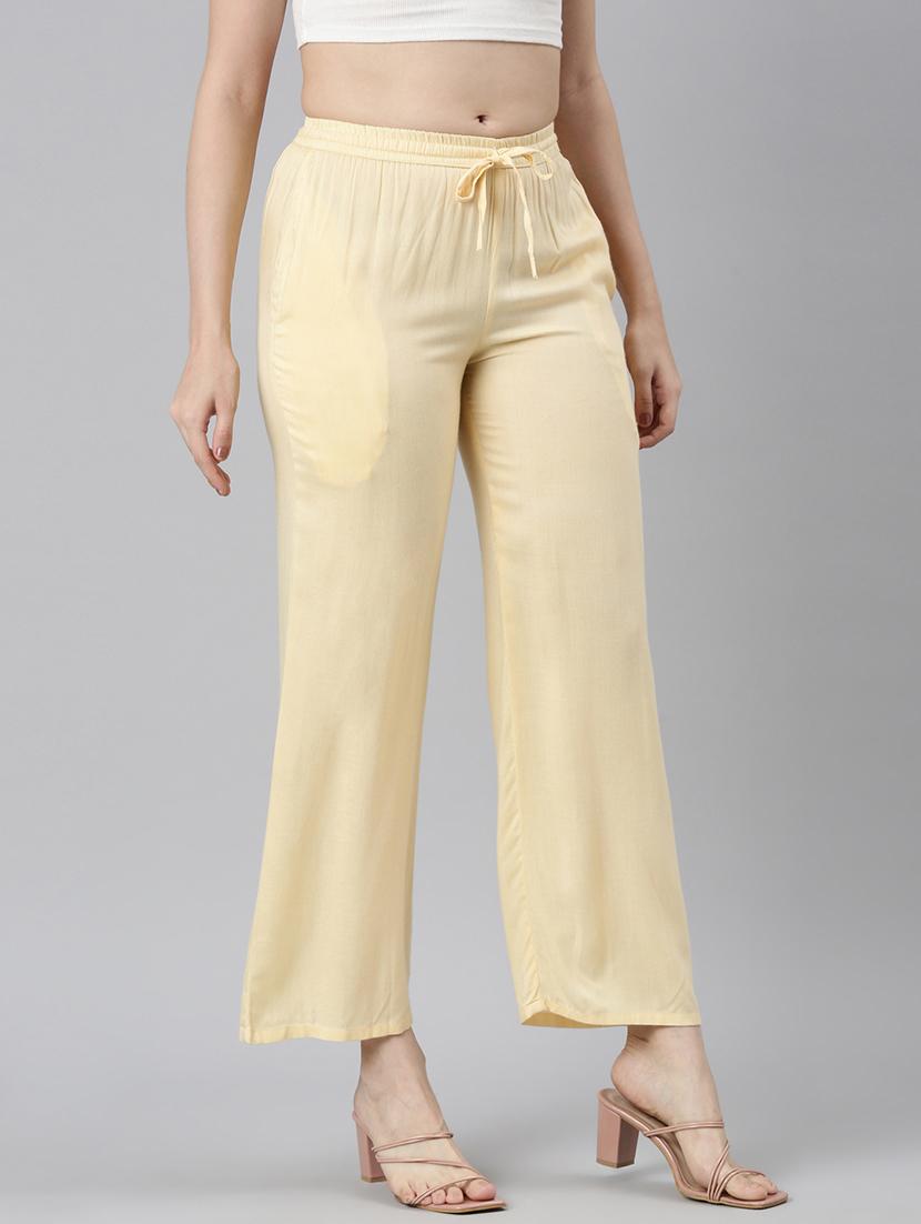 women solid high rise straight palazzo - 21729827 -  Standard Image - 1