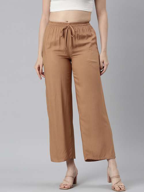 women solid high rise straight palazzo - 21729829 - Standard Image - 0