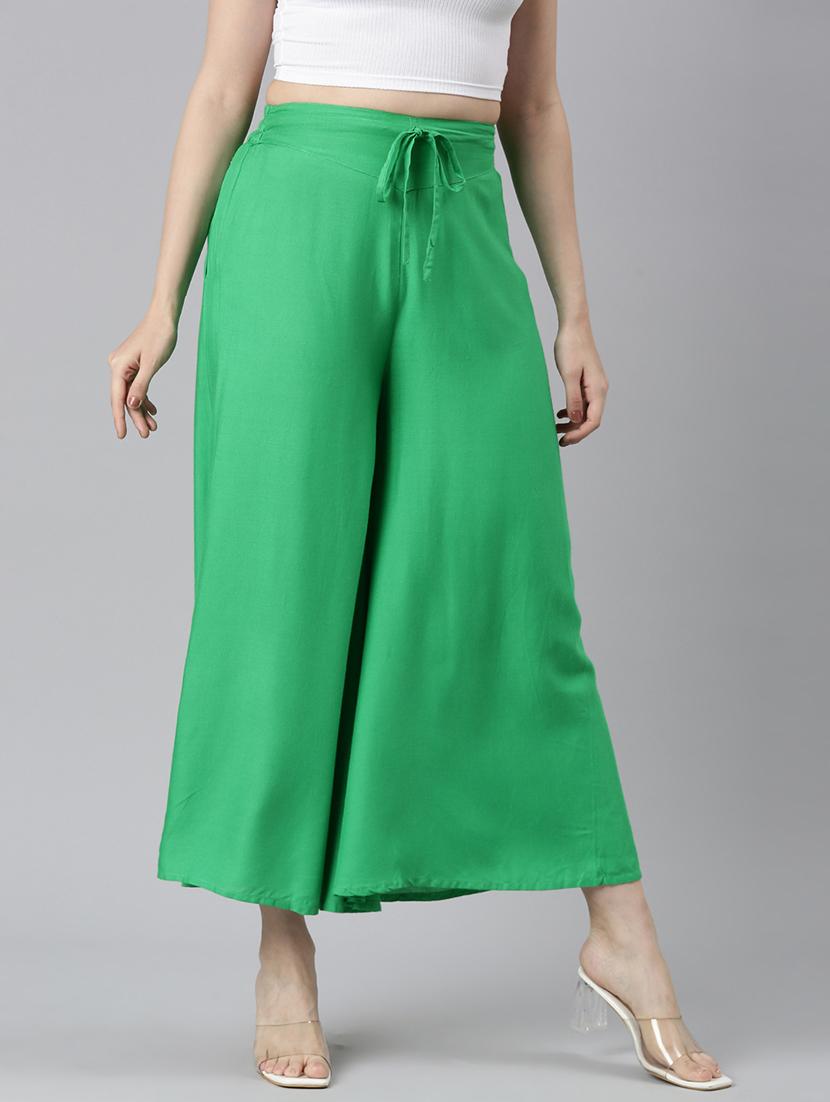 women solid high rise flared palazzo - 21729830 -  Standard Image - 1