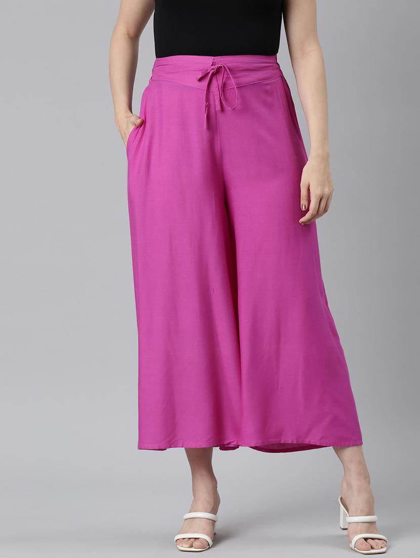 women solid high rise flared palazzo - 21729831 -  Zoom Image - 0