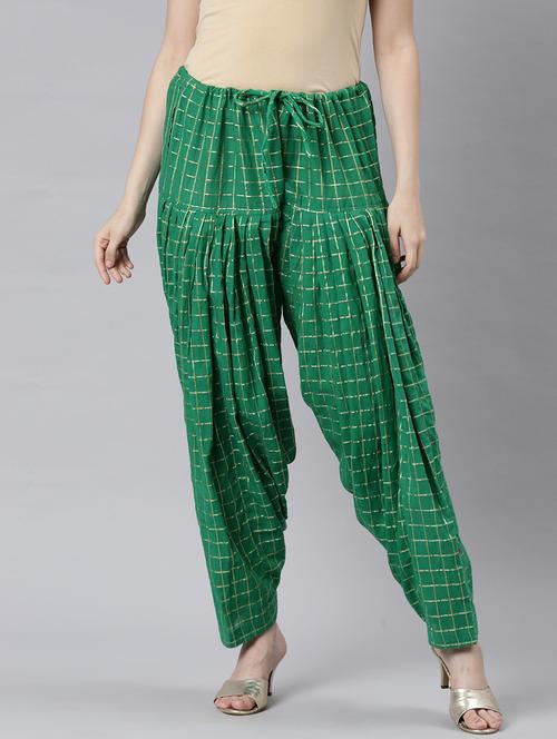 women green checkered mid rise salwar - 21729839 -  Standard Image - 0
