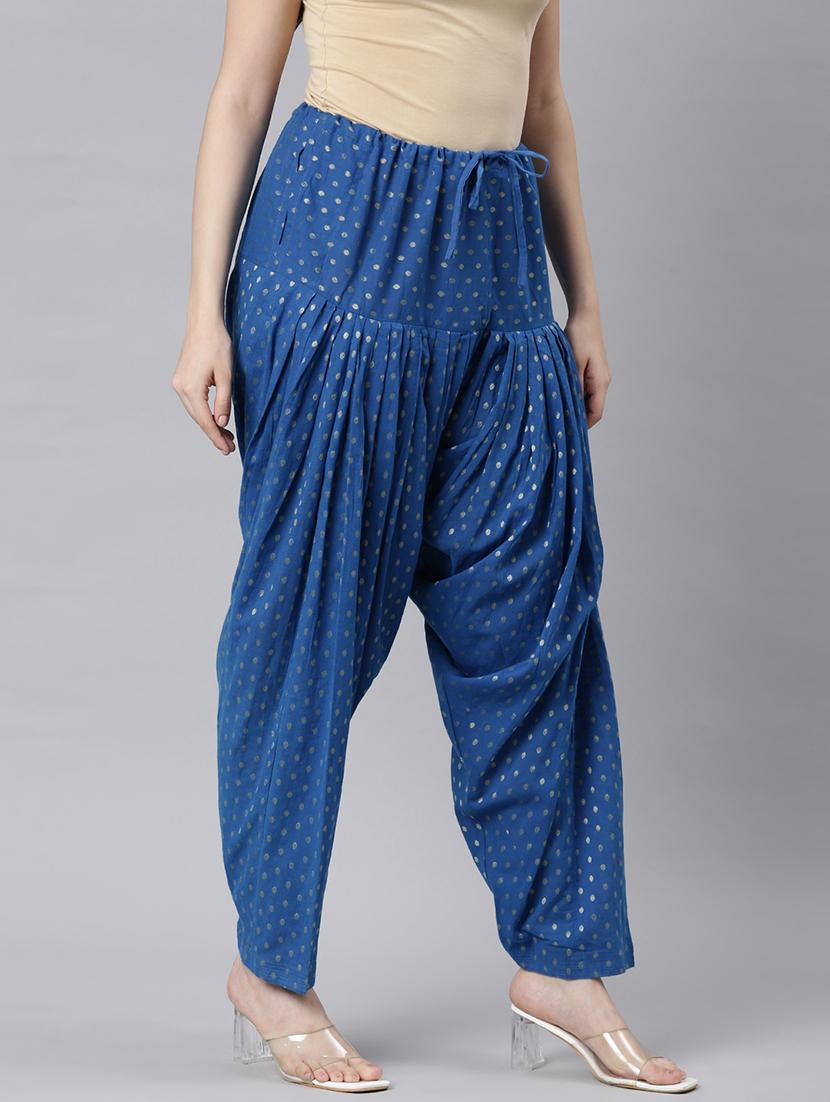 women blue printed mid rise salwar - 21729843 -  Standard Image - 1