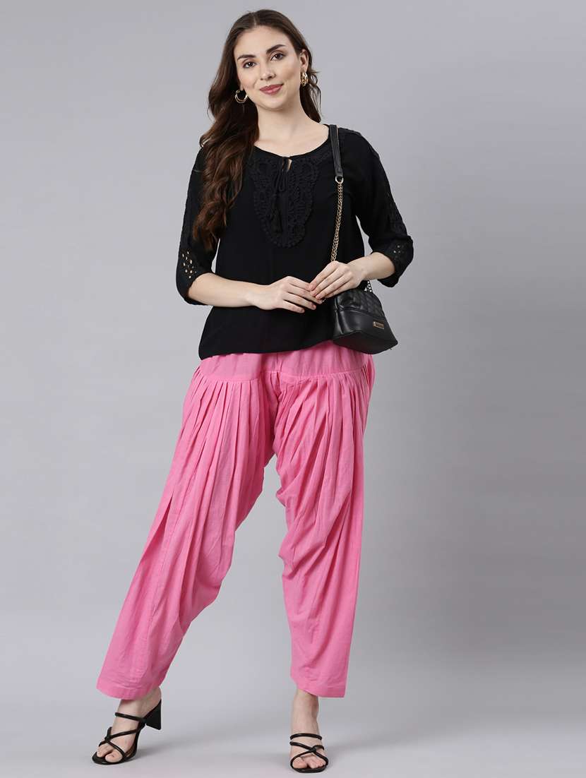 women pink solid mid rise salwar - 21729844 - Standard Image - 4